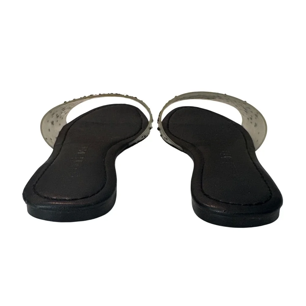Gianni Bini Embellished Clear Strap Slide Sandal Women Size 6 Rhinestone Sparkle